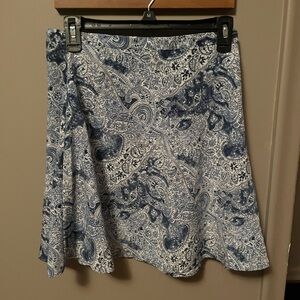 Vintage Blue and White Paisley Midi Skirt